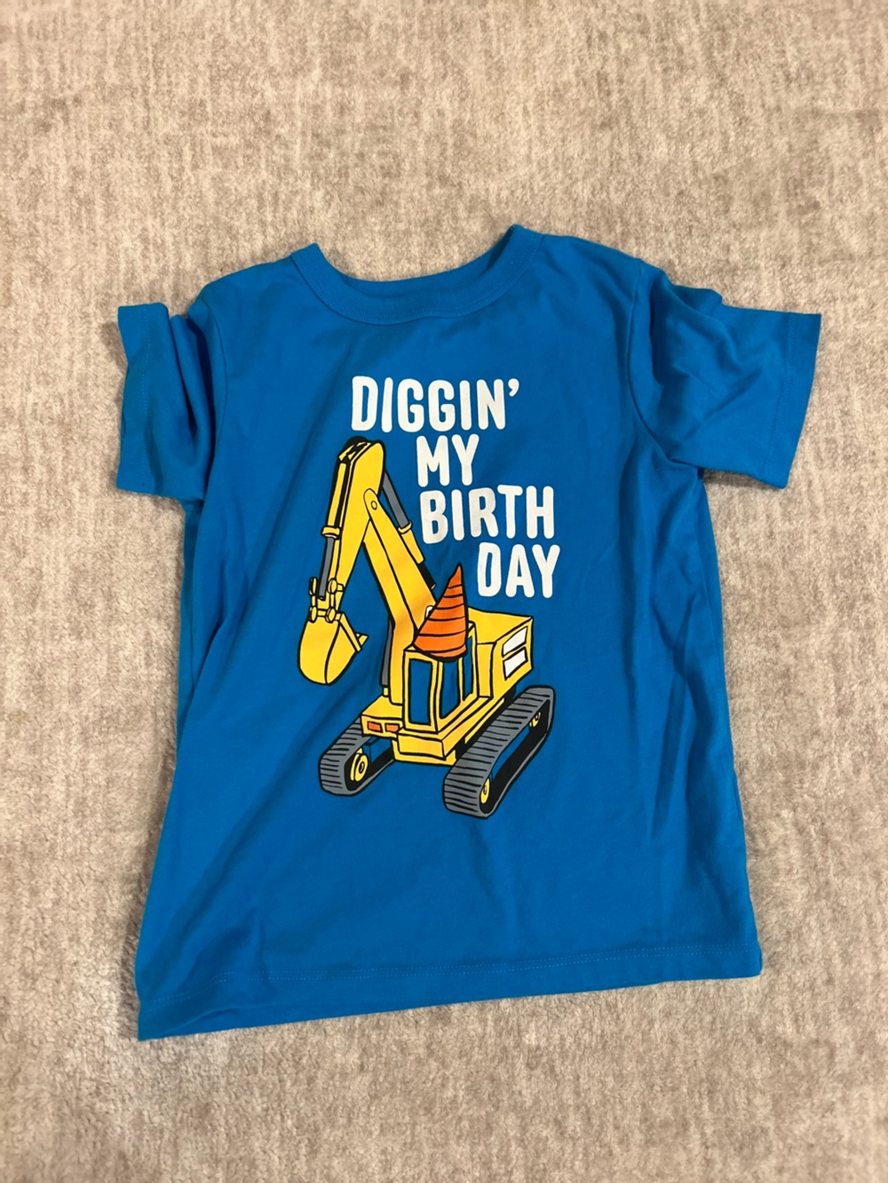 Kids Blue 'Diggin' My Birthday' Excavator Tee worn once